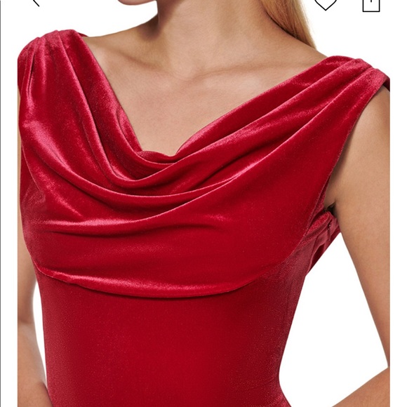 Cowlneck drapperd Back velvet gown - Picture 4 of 4